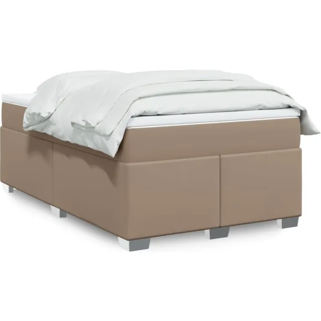 vidaXL Boxspring met matras kunstleer cappuccinokleurig 120x200 cm bruin