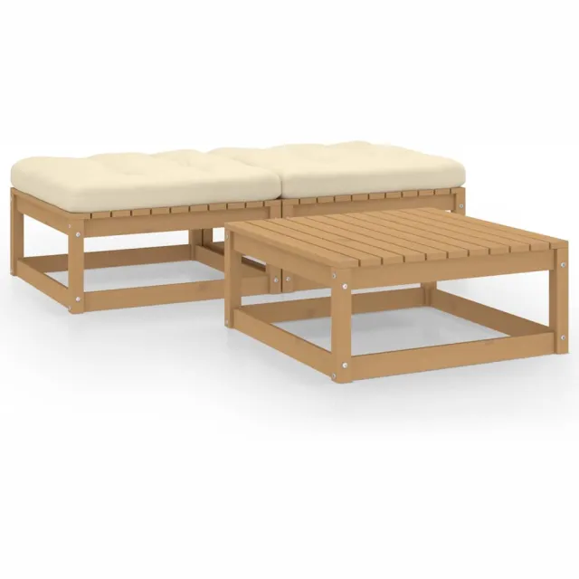 vidaXL 3-delige Loungeset met kussens massief grenenhout bruin, foto 2