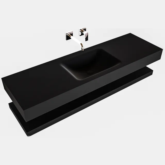 Boss & Wessing Badkamermeubel BWS Ibiza 150 cm met Planchet Solid Surface Mat Zwart (acht varianten)
