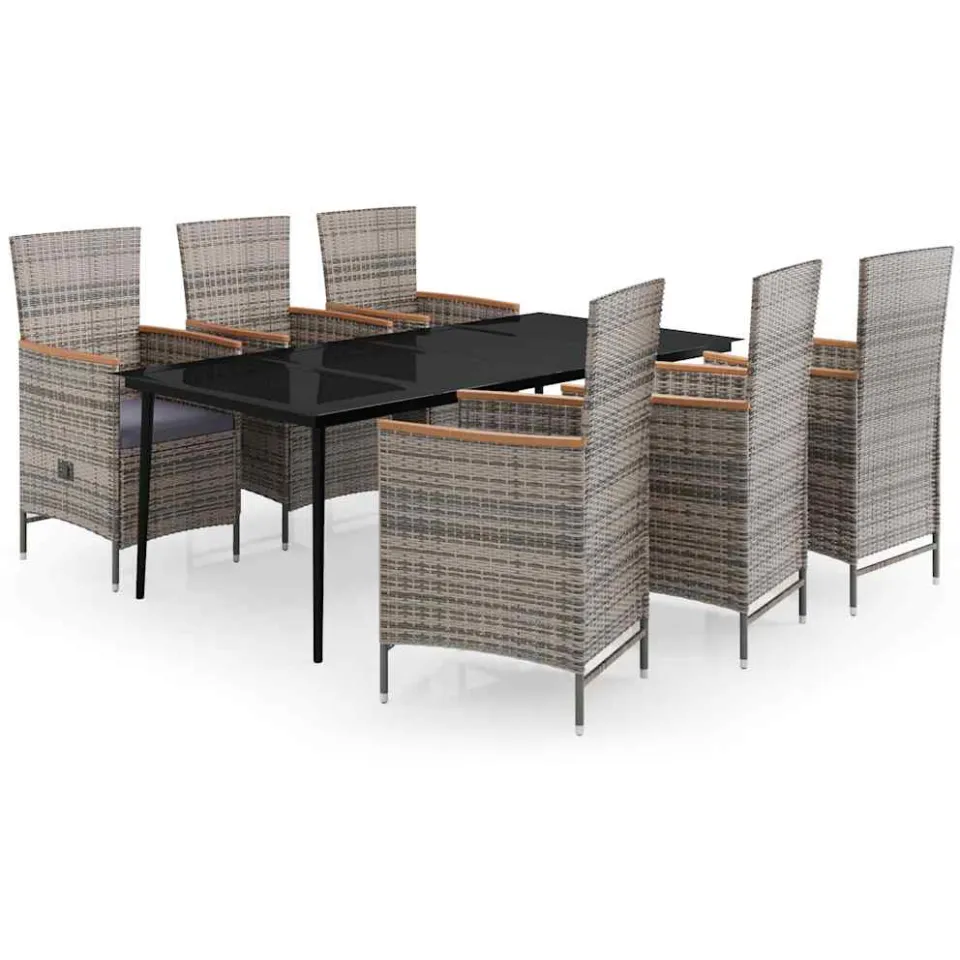 vidaXL 7-delige Tuinset met kussens grijs, foto 3