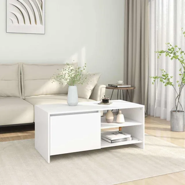 vidaXL Salontafel 102x50x45 cm bewerkt hout wit, foto 2