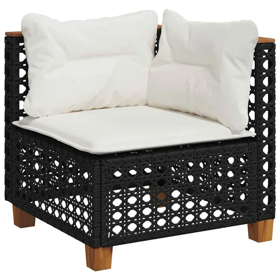vidaXL 7-delige Loungeset met kussens poly rattan zwart, foto 3