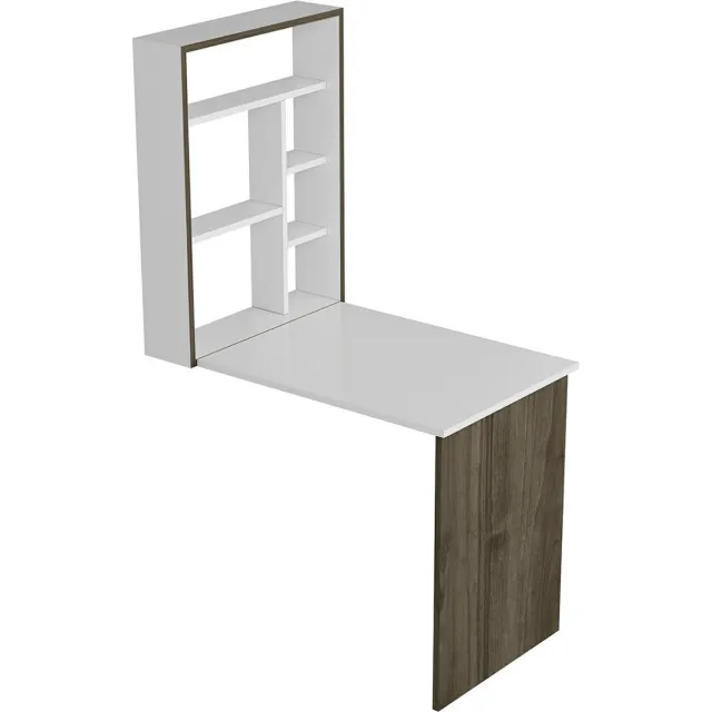 en.casa Klaptafel voor wandmontage Greve wit en walnootkleurig