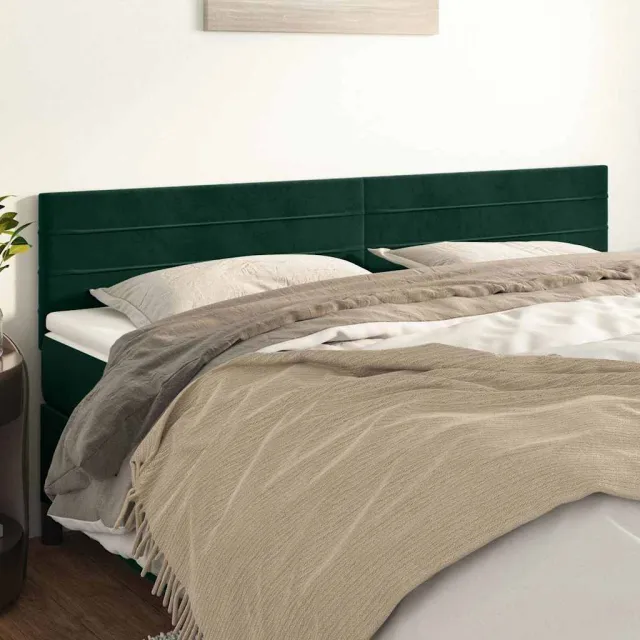 vidaXL Hoofdborden 200x5x78/88 cm fluweel donkergroen
