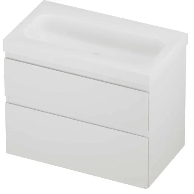 Proline Haga Badmeubelset Polystone Mezza Zonder Kraangat 80x46x66 cm Mat White Mat Wit