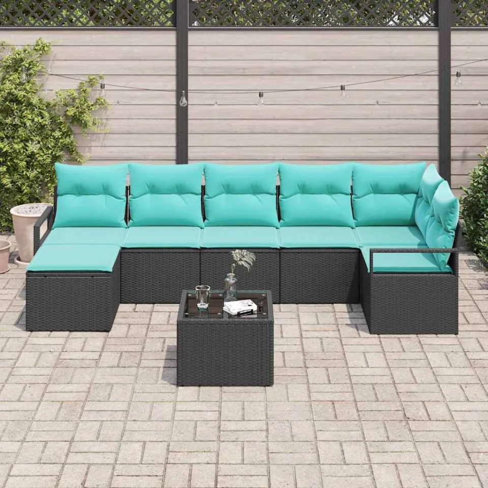 vidaXL Bankstel 8 st Zwart poly rattan, foto 3
