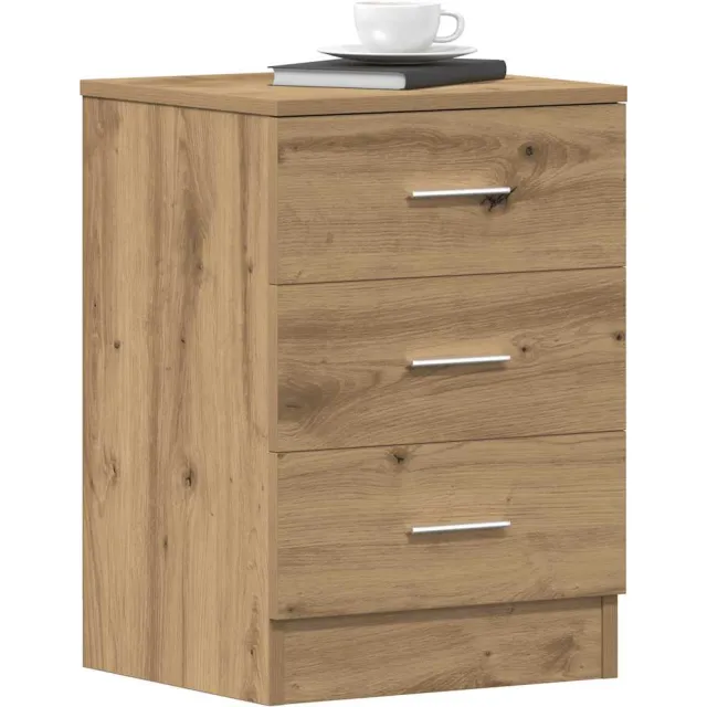 vidaXL Nachtkastje 38x35x55 cm bewerkt hout artisanaal eikenkleur Bruin