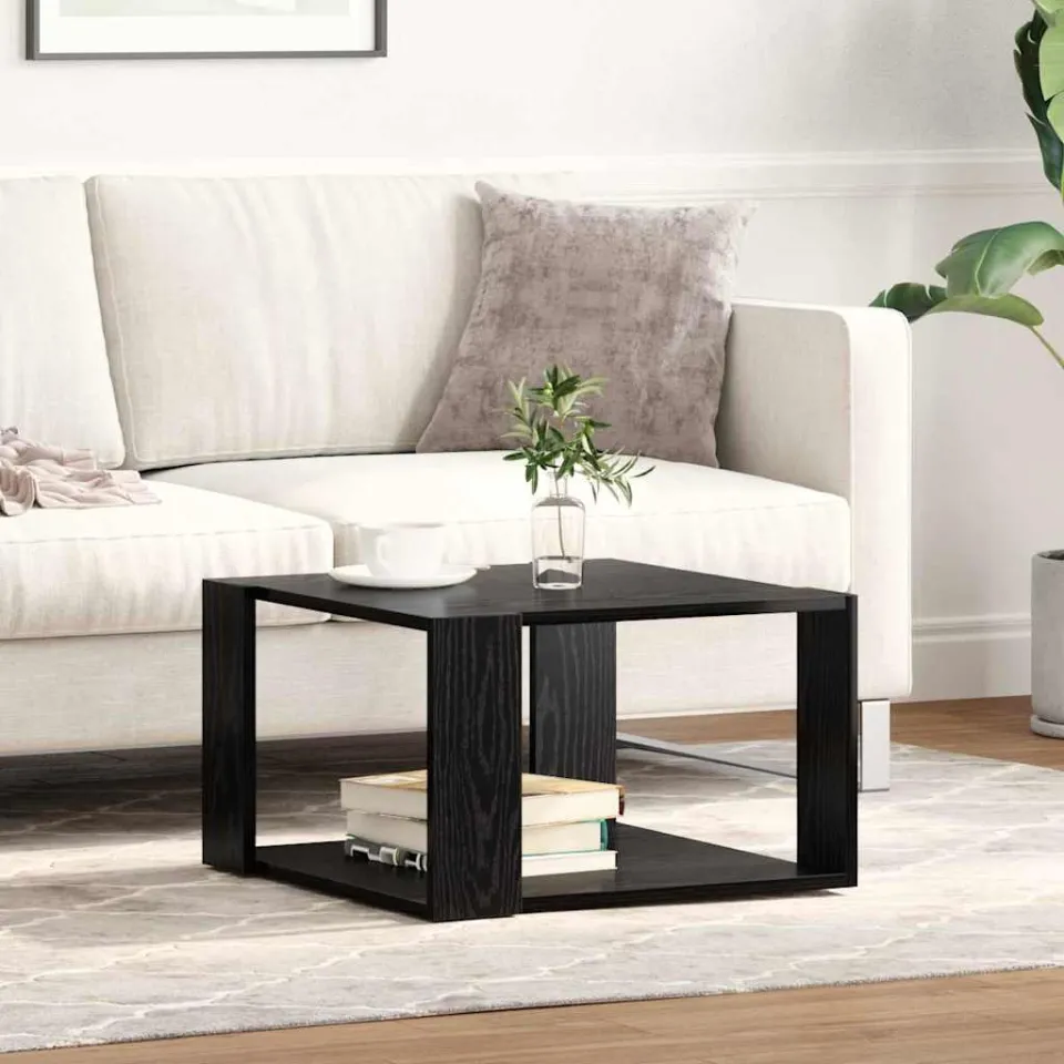 vidaXL Salontafel Zwart Eiken 51,5 x 51,5 x 30 cm Bewerkt hout, foto 3