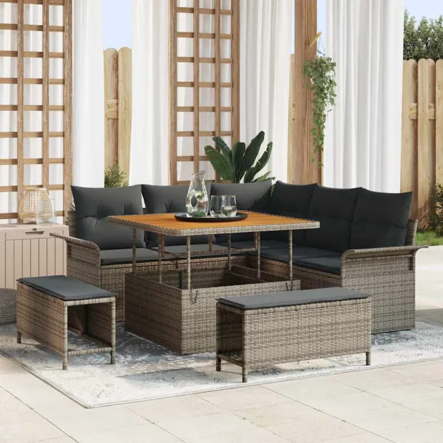 vidaXL Tuinbankenset 8 st Grijs poly rattan, foto 2