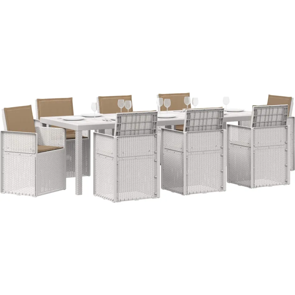 vidaXL Tuin eettafelset 9 st Wit en Taupe PP