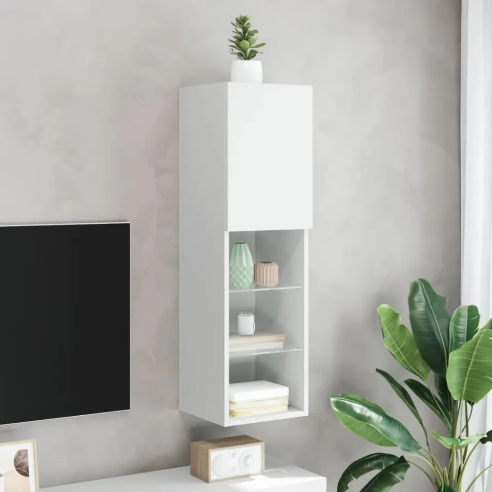 vidaXL Tv-meubel met LED-verlichting 30,5x30x102 cm wit, foto 4