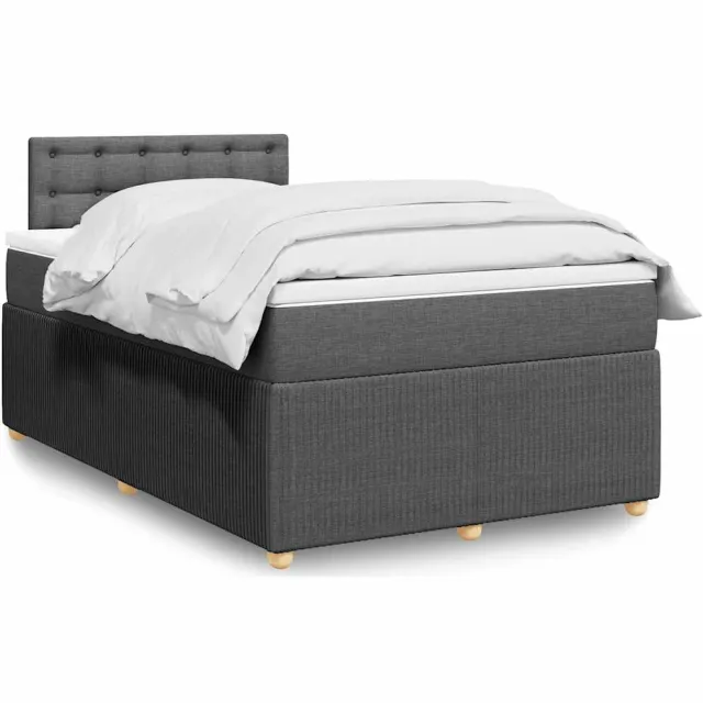 vidaXL Boxspring met matras stof donkergrijs 120x200 cm grijs
