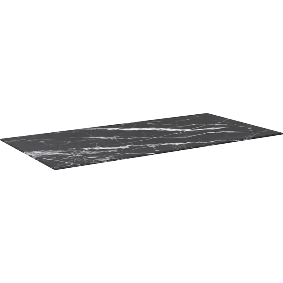 vidaXL Tafelblad 100x50 cm 6 mm gehard glas met marmeren design zwart, foto 2