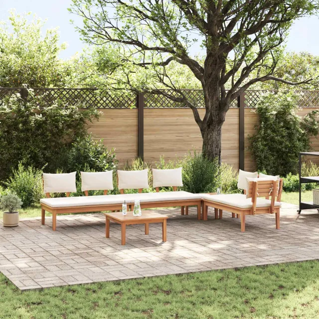 vidaXL Tuinbankenset 5 st Bruin en Crème, foto 2