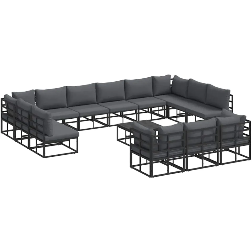 vidaXL Tuinbankenset 14 st Zwart Aluminium