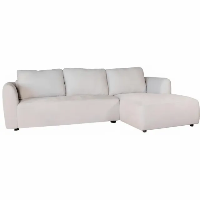 Lizzely Garden & Living Hoekbank Hudson 280cm chenille lichtgrijs bank rechts loungebank hoeksalon