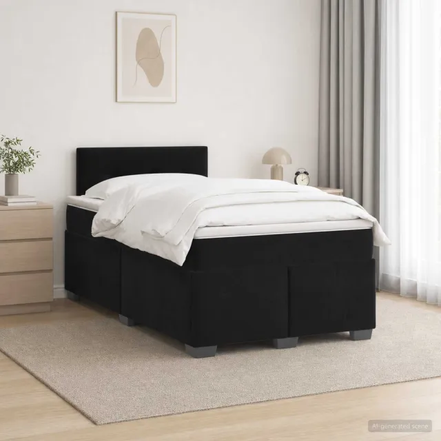 vidaXL Boxspringbed met matras Zwart 120 x 200 cm Fluweel