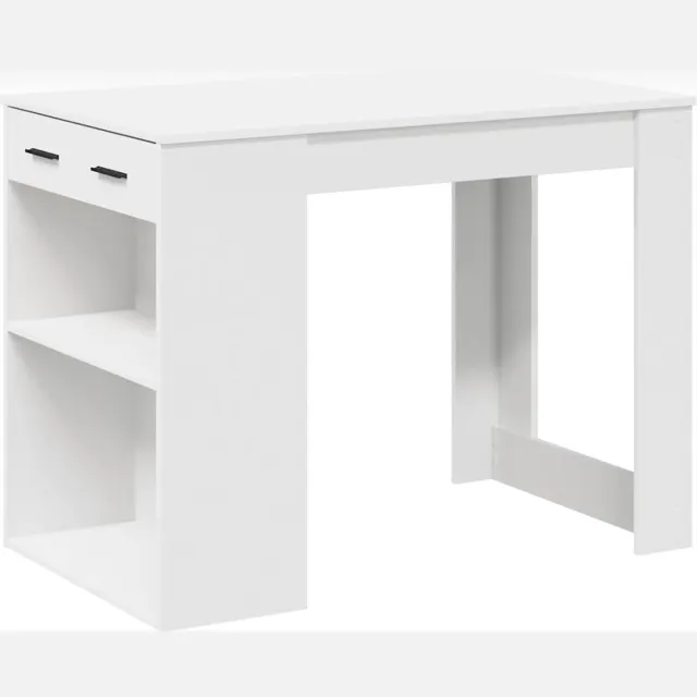 vidaXL Bureau - met - lade - en - plank - 102x62x77,5 - cm - bewerkt - hout - wit