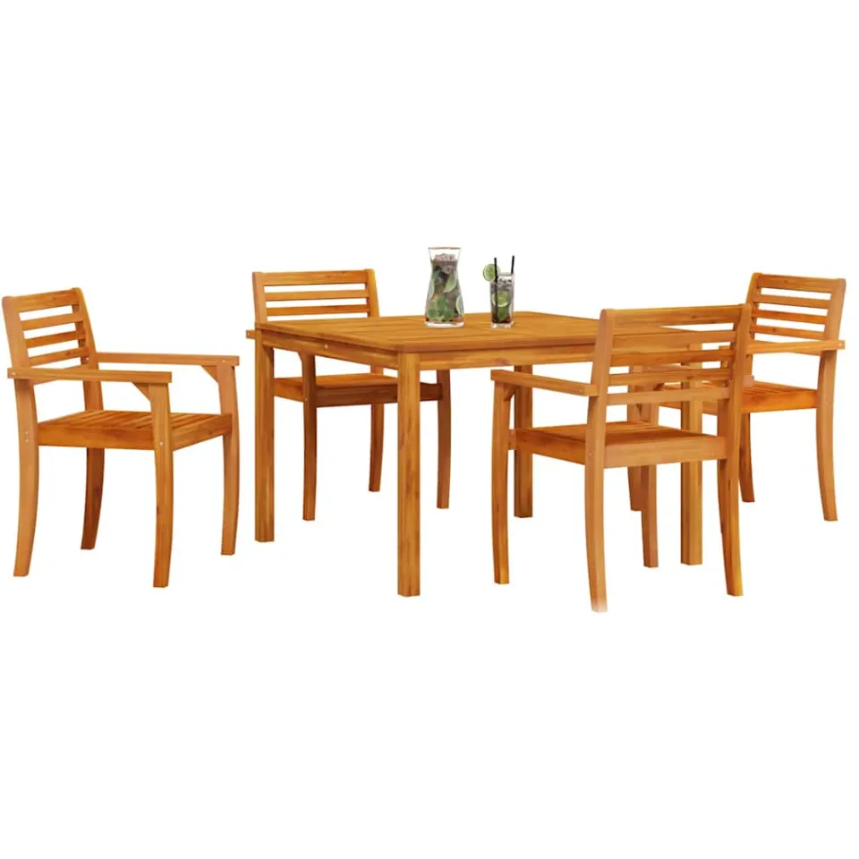vidaXL Tuin eettafelset 5 st Bruin Massief Acaciahout