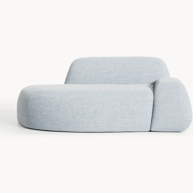 Westwing Collection Bouclé bank Wolke (2-zits) met chaise longue lichtblauw