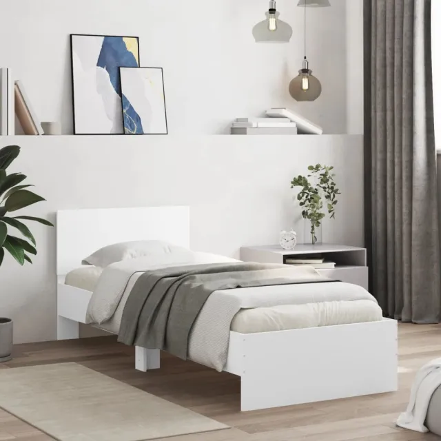 vidaXL Bedframe met hoofdeinde bewerkt hout wit 90x190 cm