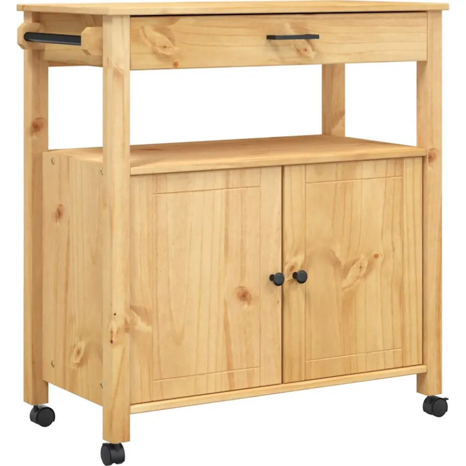 vidaXL Keuken Trolley MONZA Brown 84 x 40 x 90 cm Massief Vurenhout Bruin