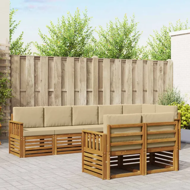 vidaXL Buiten bankenset 8 st 8-zits Natuurlijk en Beige