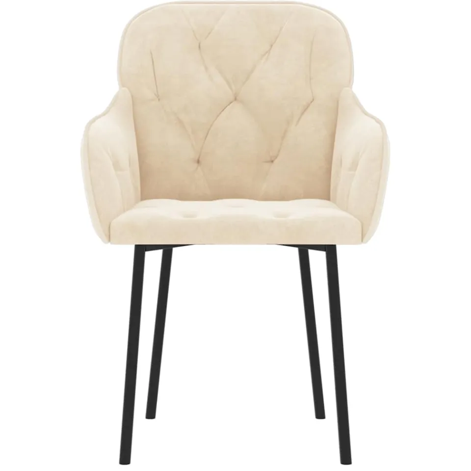 vidaXL Eetkamerstoelen 2 st fluweel crèmekleurig, foto 4