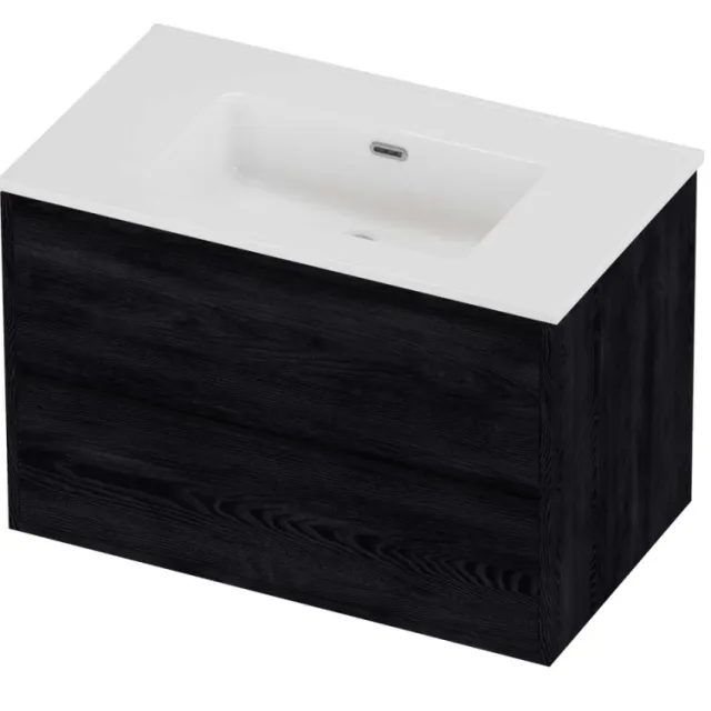 Proline Tribute Badmeubelset Porselein Elegant 2 Laden 80x46x54 cm Glans Wit Black Oak Eiken
