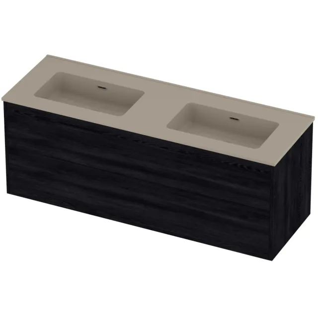 Proline Tribute Badmeubelset Porselein Elegant In Kader 140x46x54 cm Mat Crème Cotton Black Oak Eiken