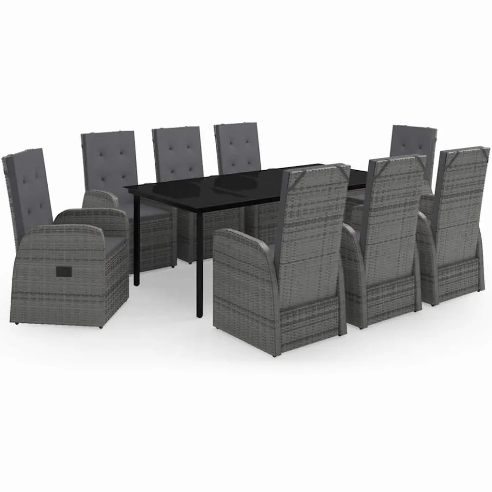 vidaXL 9-delige Tuinset met kussens grijs, foto 3