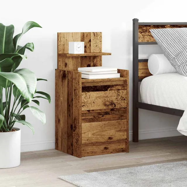 vidaXL Nachtkastje met 2 lades 38x34x80 cm oud houtkleurig bruin, foto 2