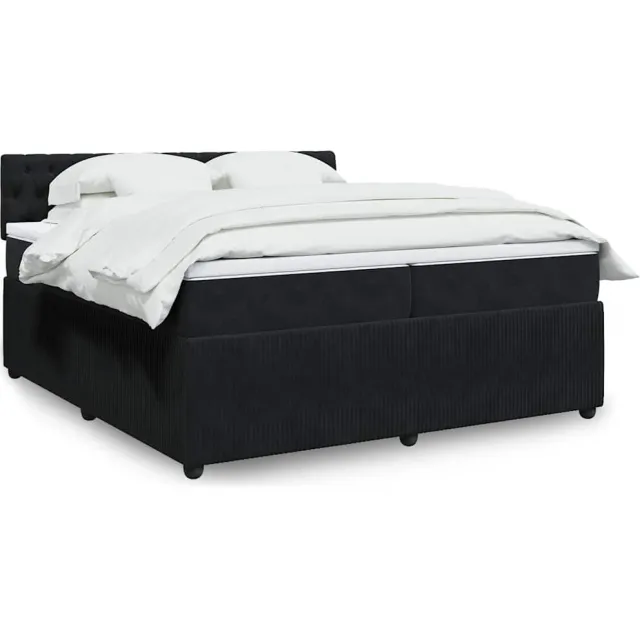 vidaXL Boxspring met matras fluweel zwart 200x200 cm