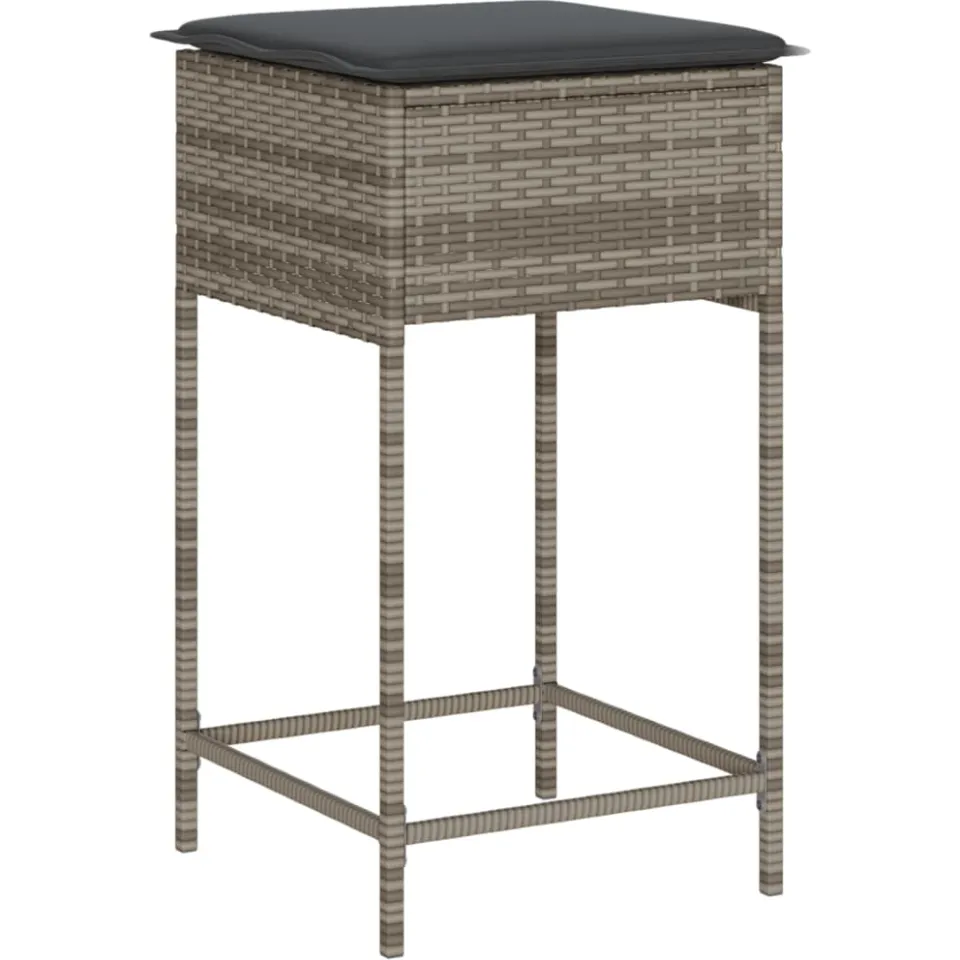 vidaXL 5-delige Tuinbarset met kussens poly rattan grijs, foto 4