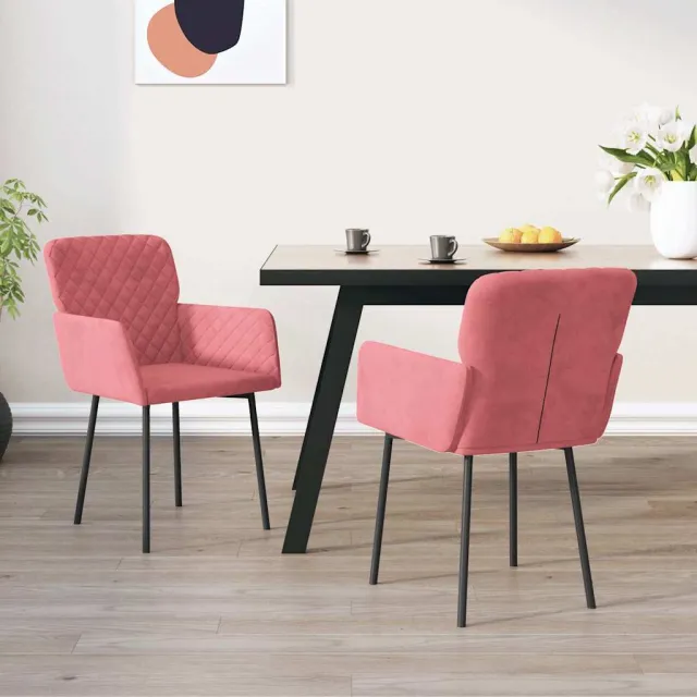 vidaXL Eetkamerstoelen 2 st fluweel roze, foto 2
