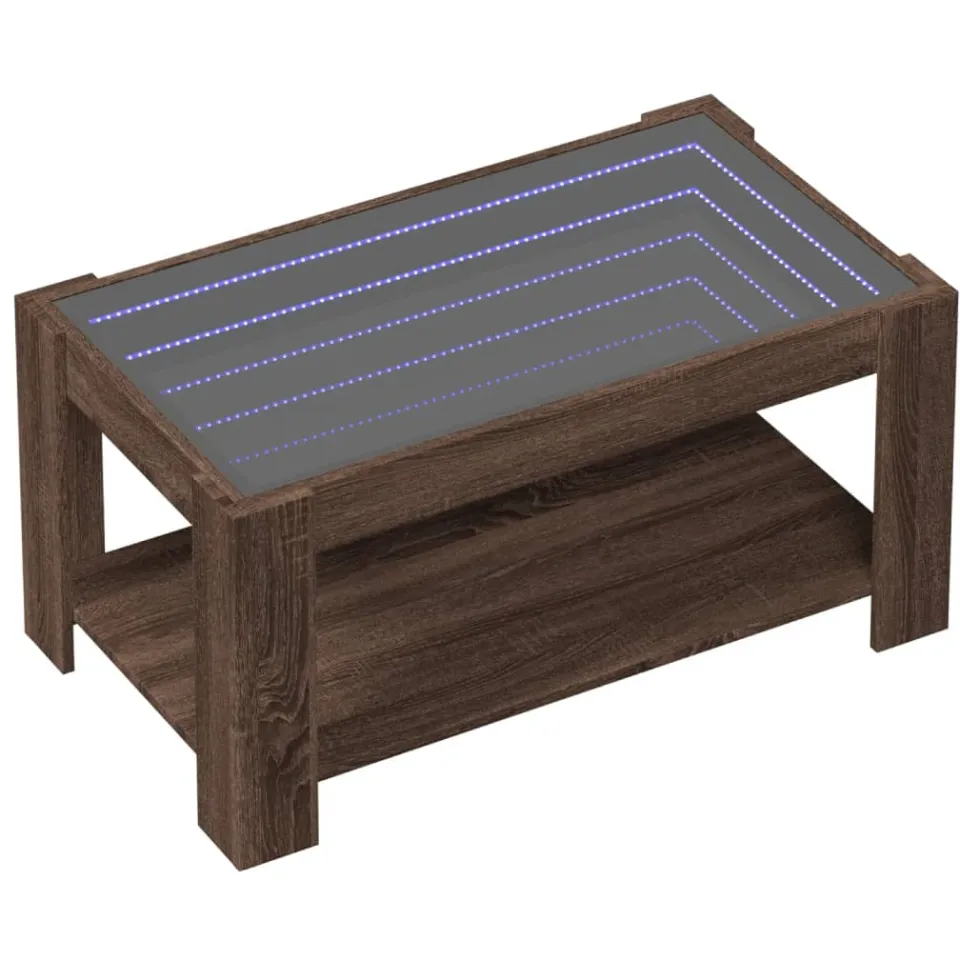 vidaXL Salontafel met LED 93x53x45 cm bewerkt hout bruin eikenkleur