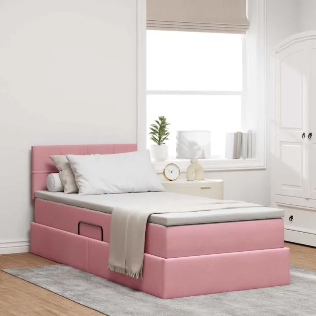 vidaXL Opslag bed met hoofdeinde Roze 100 x 200 cm Fluweel