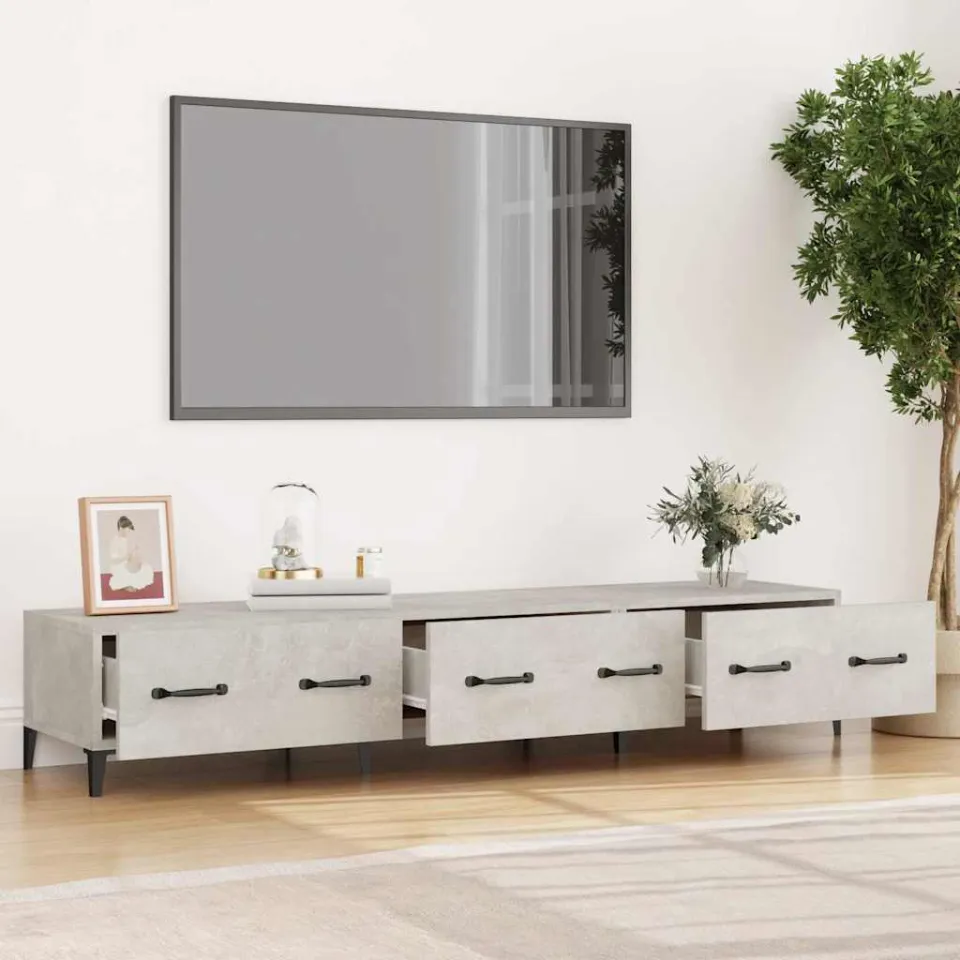 vidaXL Tv-meubel 150x34,5x30 cm bewerkt hout betongrijs grijs, foto 3