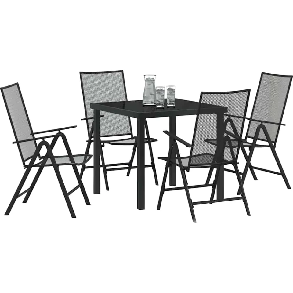 vidaXL Tuin eettafelset 5 st Antraciet Gepoedercoat staal, foto 2