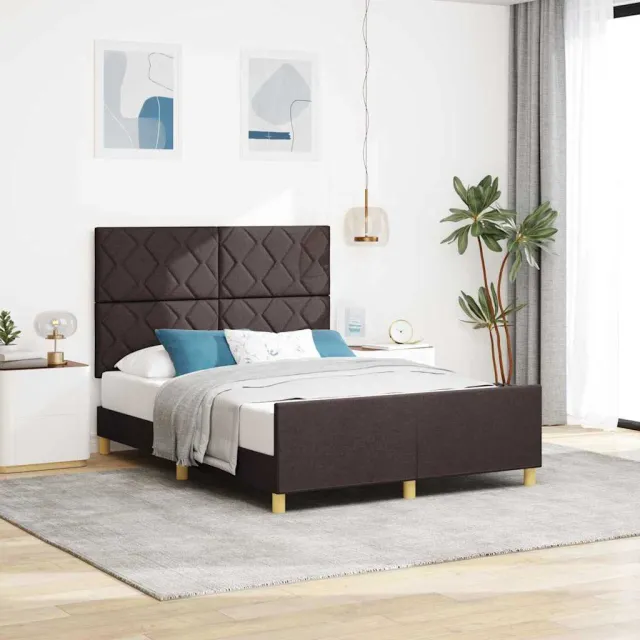 vidaXL Bedframe met hoofdeinde Donkerbruin 160 x 200 cm Stof