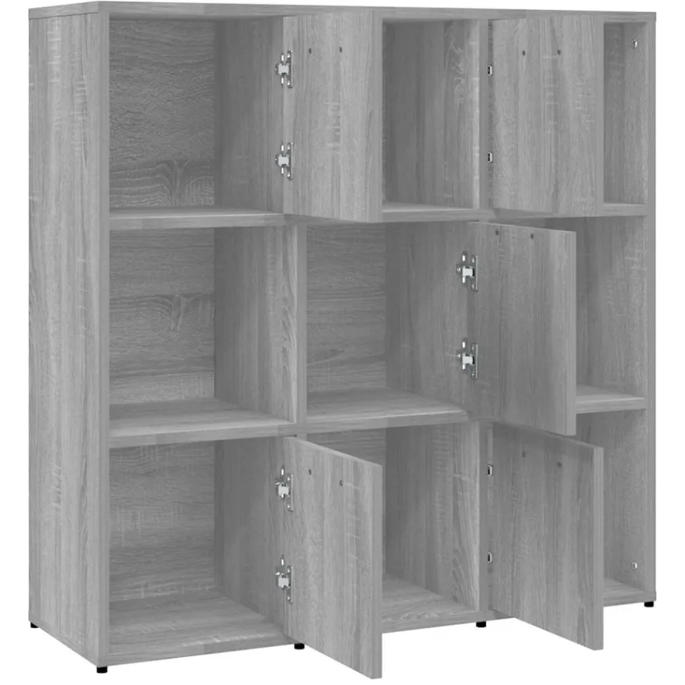 vidaXL Boekenkast 90x30x90 cm bewerkt hout grijs sonoma eikenkleurig, foto 4