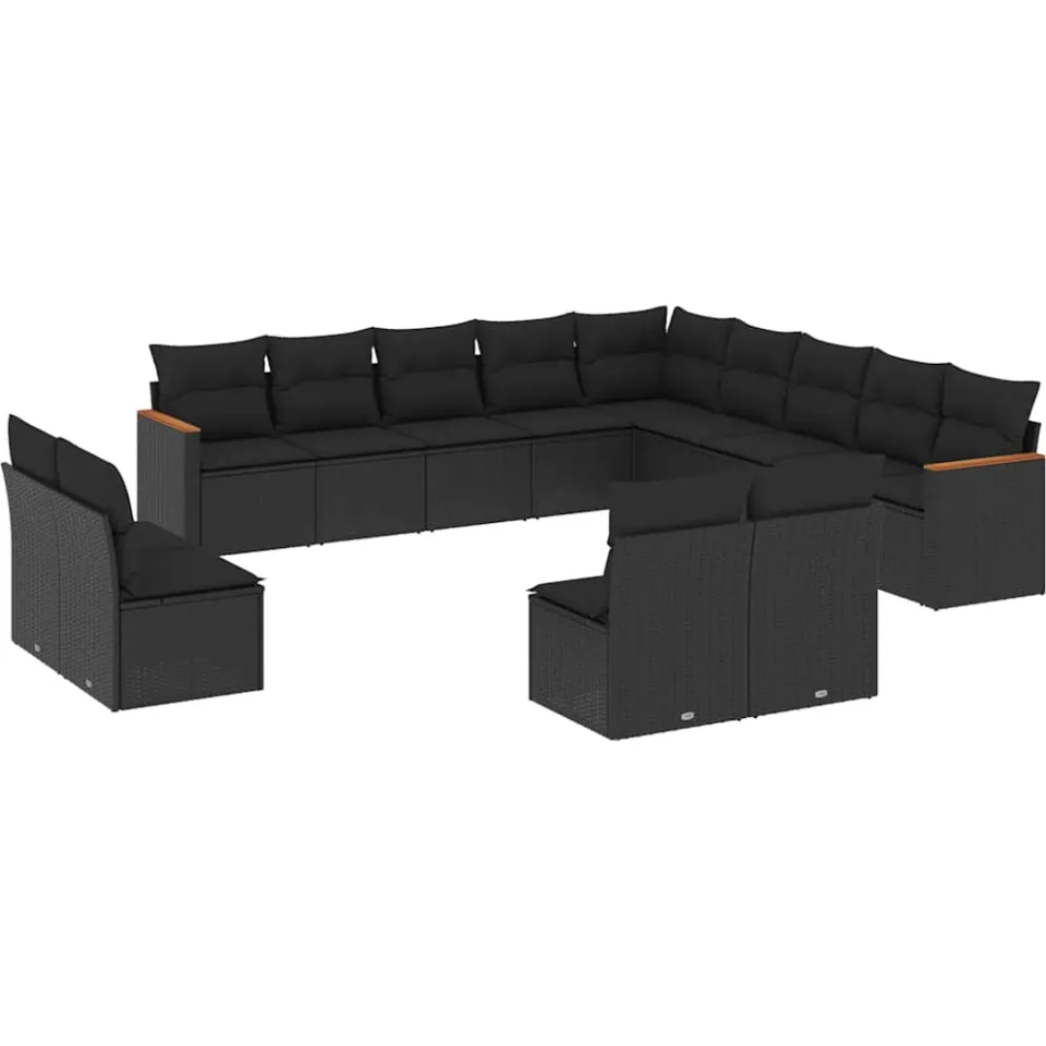 vidaXL Patio Sofa Set Black, foto 3