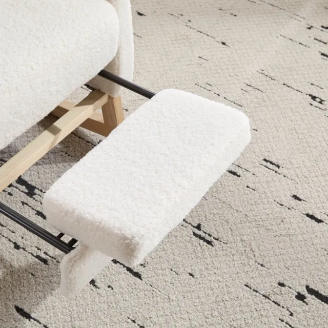 MODENUIT Schommelstoel - Hoge Rugleuning En Voetensteun - Voor Woonkamer - Hout - Wit - 75x63x104 Cm