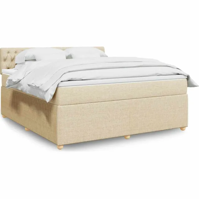 vidaXL Boxspring met matras stof crèmekleurig 180x200 cm