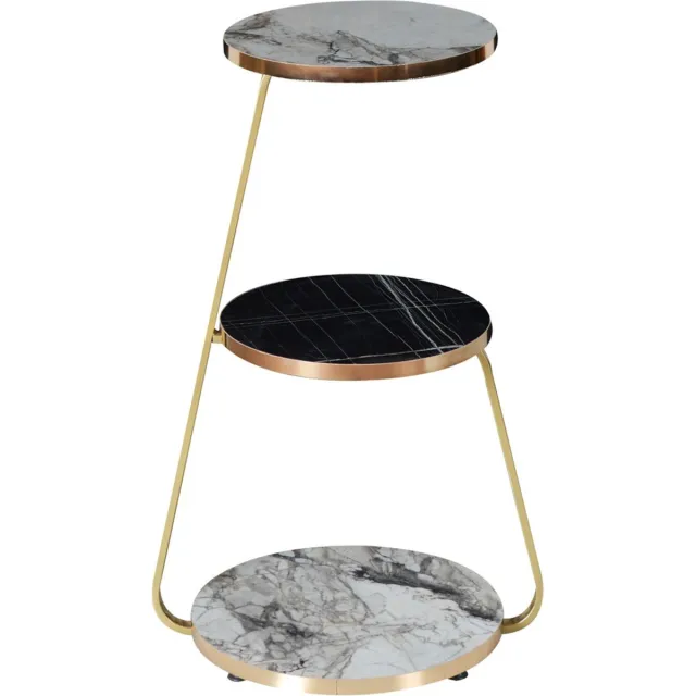 en.casa Bijzettafel Sipoo 74x46x37cm marmer wit en marmer zwart