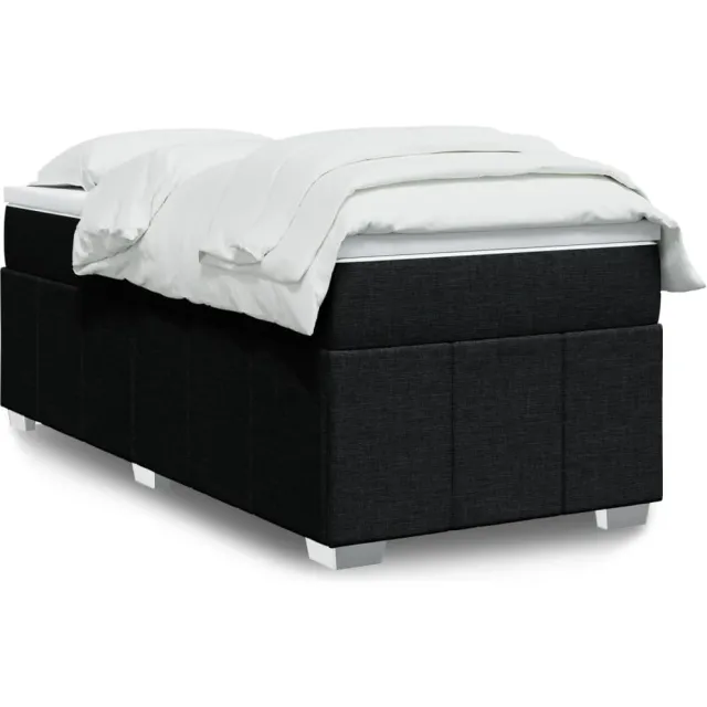 vidaXL Boxspring met matras stof zwart 90x200 cm