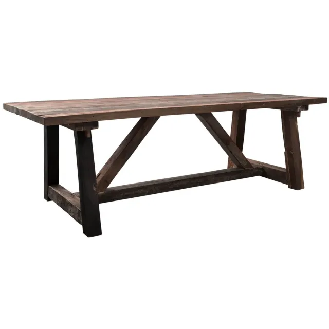 MASSIVMOEBEL24 .DE BASSANO #112 eettafel blank onbehandeld massief hout sloophout 210x100x78 cm (BxTxH)