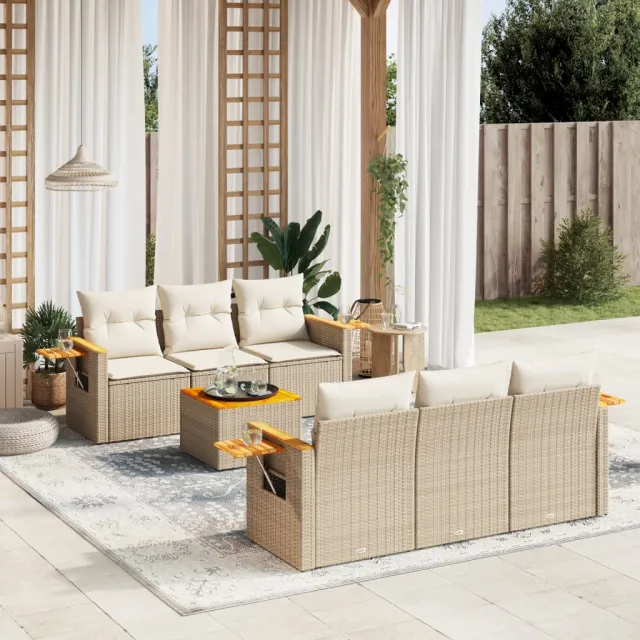 vidaXL Patio Sofa Set 6-zits Beige and Cream, foto 2