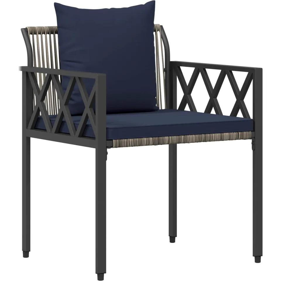 vidaXL tuinmeubelset 4 st Grijs en Marineblauw poly rattan, foto 4