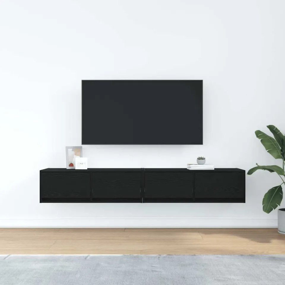 vidaXL Tv-kasten 2 st 80x31x25,5 cm spaanplaat zwart eikenkleurig, foto 4